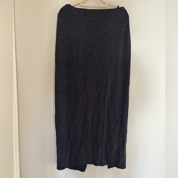 Black sparkle shimmer two piece maxi skirt crop top set - Picture 3 of 5